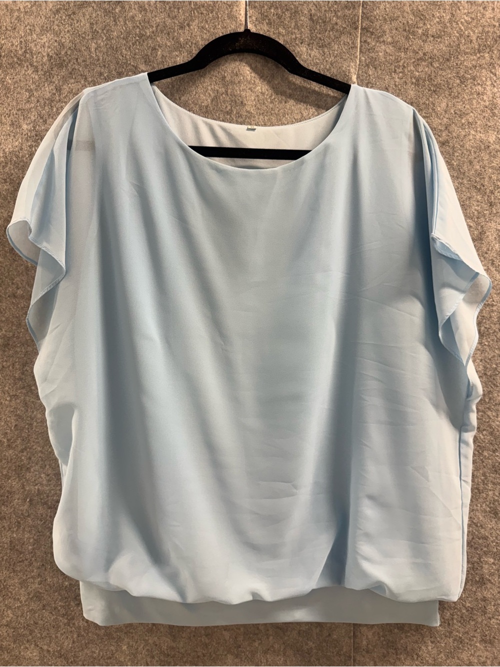 Elegant Light Blue Lined Blouse with Scoop Neck - Womens XL